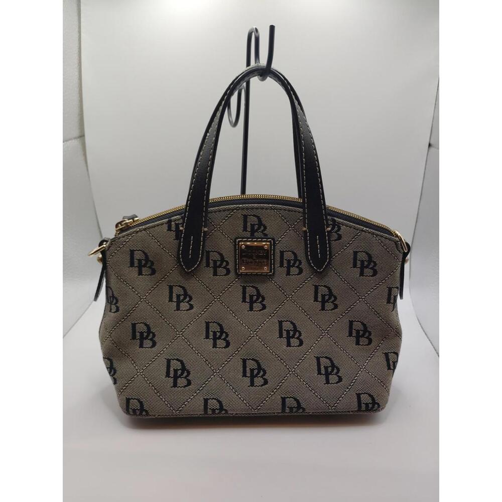 Dooney & Burk Signature Quilt Small Satchel Purse Handbag Canvas Leather